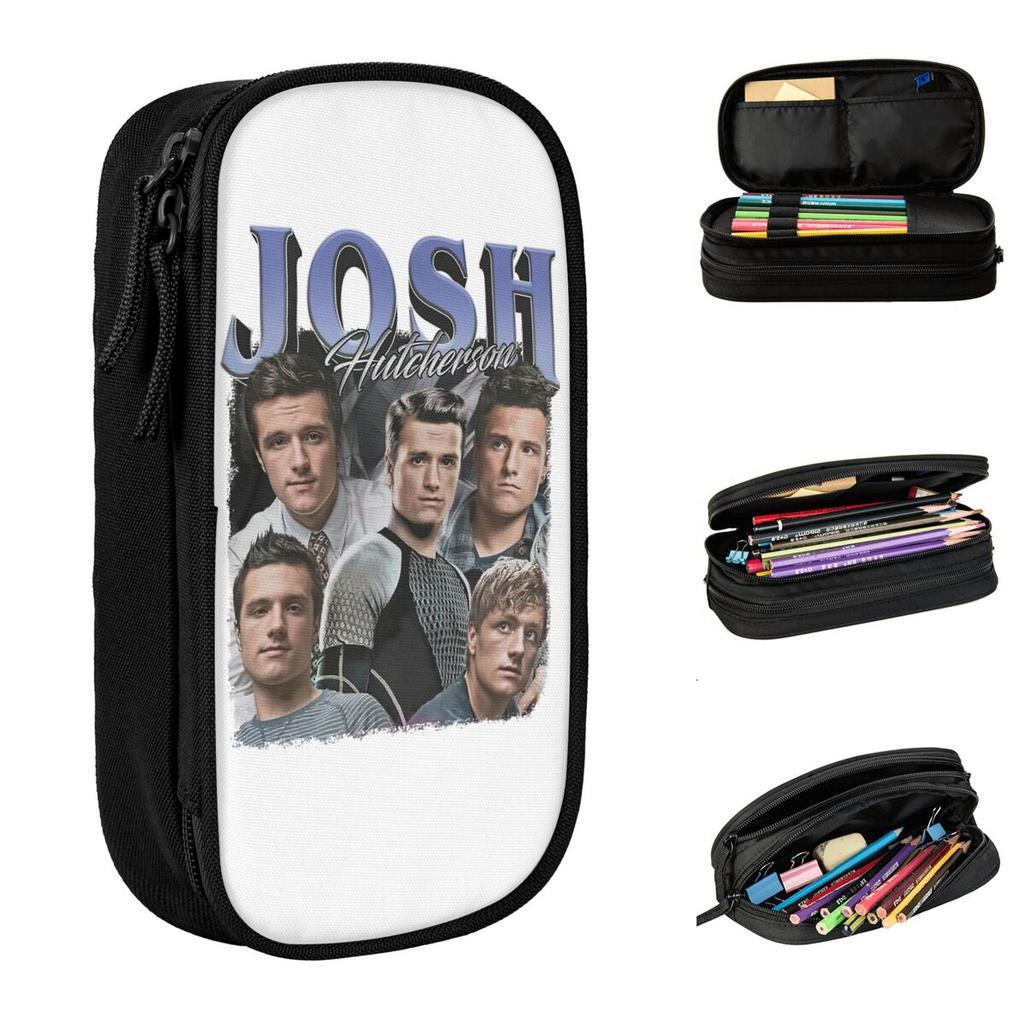 Retro Josh Hutcherson Pencil Case Pen Bag for Student Large Storage School Supplies Gift Pencil Box