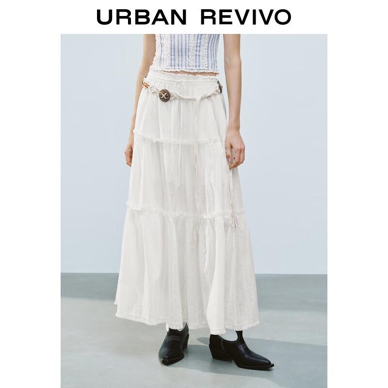 

UR 2025 Women s Loose A-Line High-Waist White Lace Skirt S (XS-S)