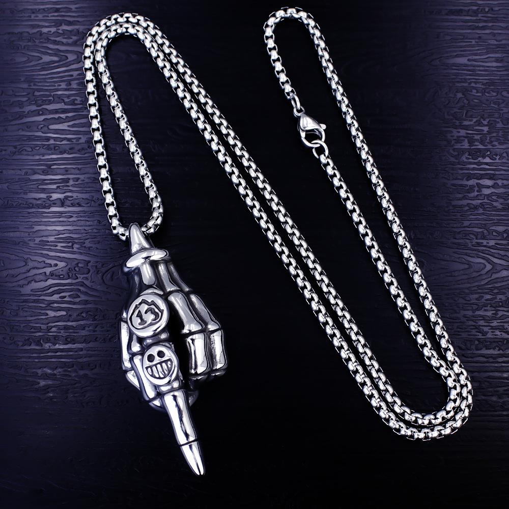 Necklace Hip Hop Versatile Skull Gesture Men and Women Casual Couple Pendant