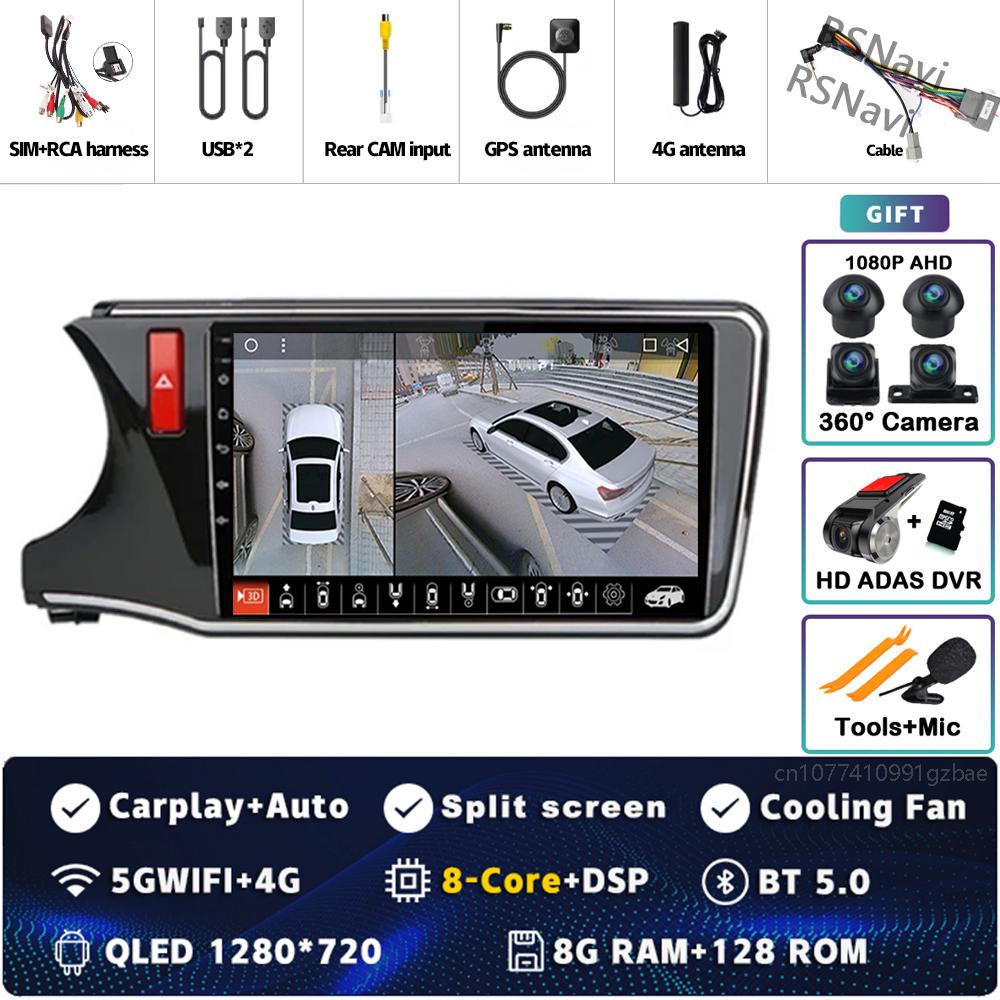 9" Android 14 Carplay Car Radio For HONDA CITY 2015 2016 2017 - 2019 Multimedia Video Player Navigation GPS Stereo 2Din DVD WIFI