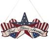 Patriotic Wooden Star Door Ornament - "God Bless America" Independence Day Decoration