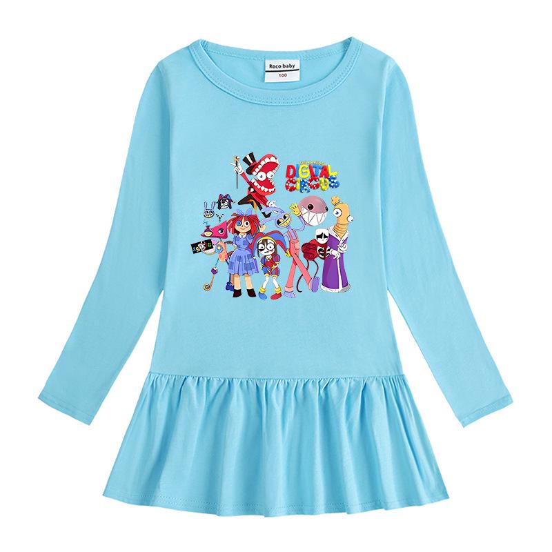 Korean Spring & Autumn Girls' Cartoon Long Sleeve Mesh Princess Dress, 2026