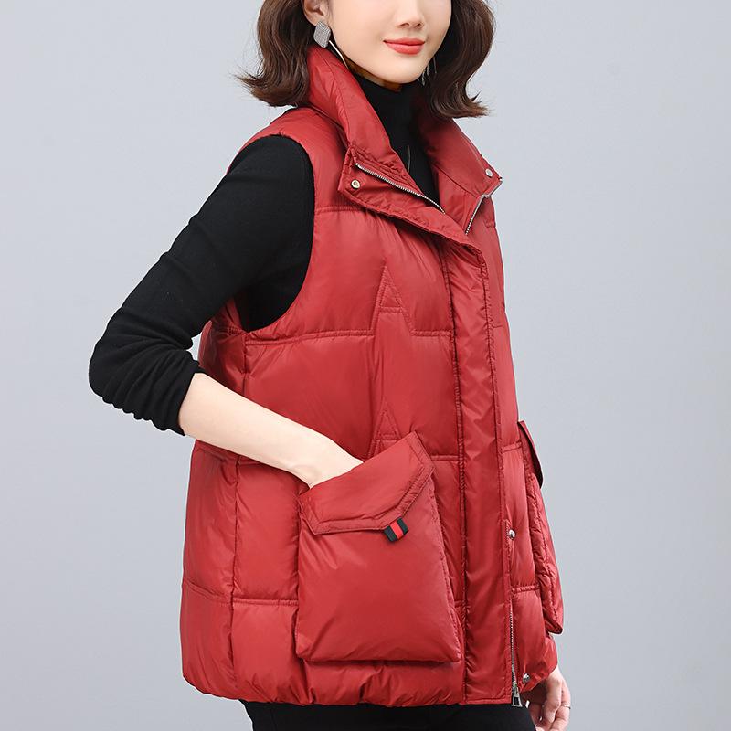 Women's Lightweight Down Vest - 2024 Autumn/Winter Fashion Stand Collar, Short Outerwear for Moms
