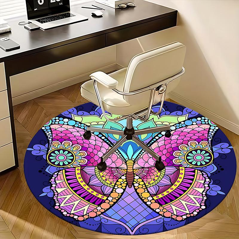 Colorful Butterfly Office Carpet Chair Mats, Vibrant Floral Design for Home Decor, Office Carpet, Living Room Gift, Bedroom Rug, Suitable for Various