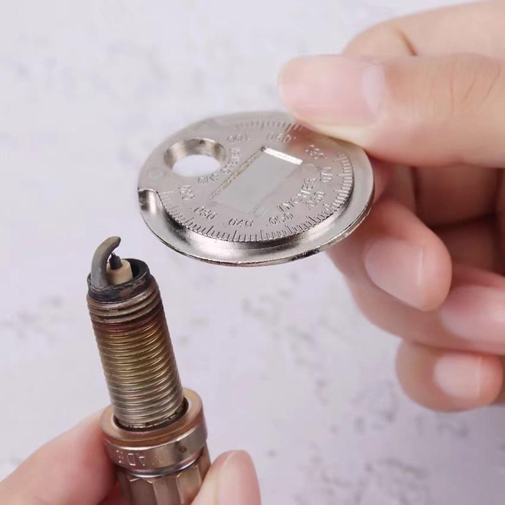 0.6-2.4mm Range Gage Gap Feeler Coin-Type Caliber Measuring Tool Spark Plug Gap Gauge Tool