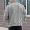 Mens Casual Solid Fleece Lined Long Sleeve Half Zip Stand Collar Polo Shirt