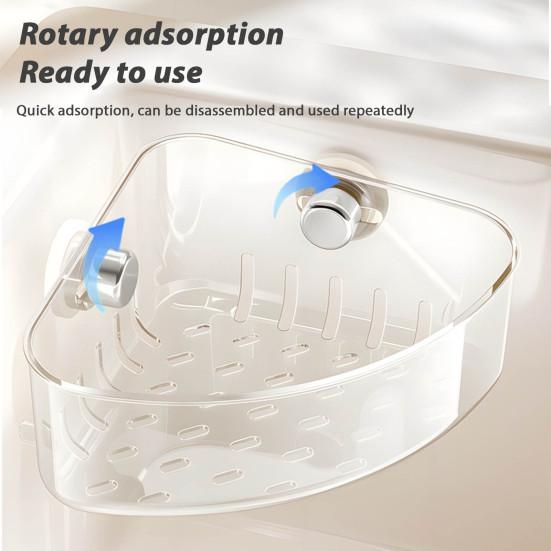 Suction Cup Sink Corner Rack Large Capacity Strong Load-bearing Easy To Install Multifunctional Kitchen Sink Caddy Organizer