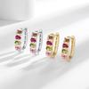 Cute Small Rainbow Oval Zircon Stone Hoop Earrings For Women Vintage Female Fashion Gold Color Wedding