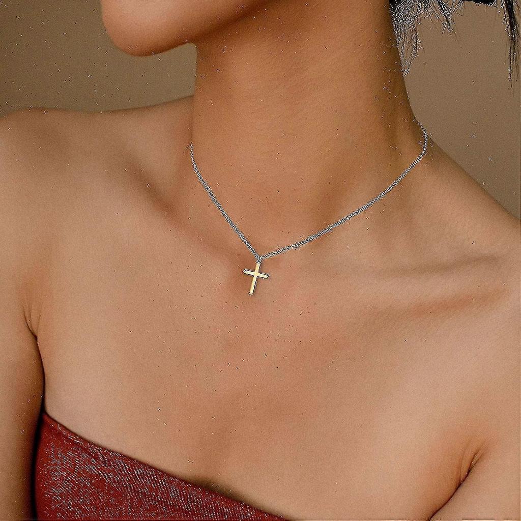 Women's Cross Necklace, Chain Necklace Exquisite Layered Gold Cross Pendant Necklace Simple Cute Women's Necklace Go