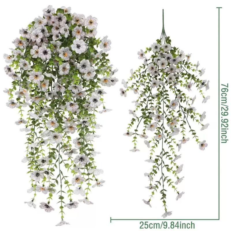 2Pcs Plastic Eucalyptus Fake Plant Decor Daisy Artificial Flowers Hanging Vines For Wedding Arch Home Garden Wall Decoration