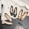 New Women Shoes Low Heels Pumps Fashion Leather High Heels Shoes Girl Chunky Heel Dress Shoes