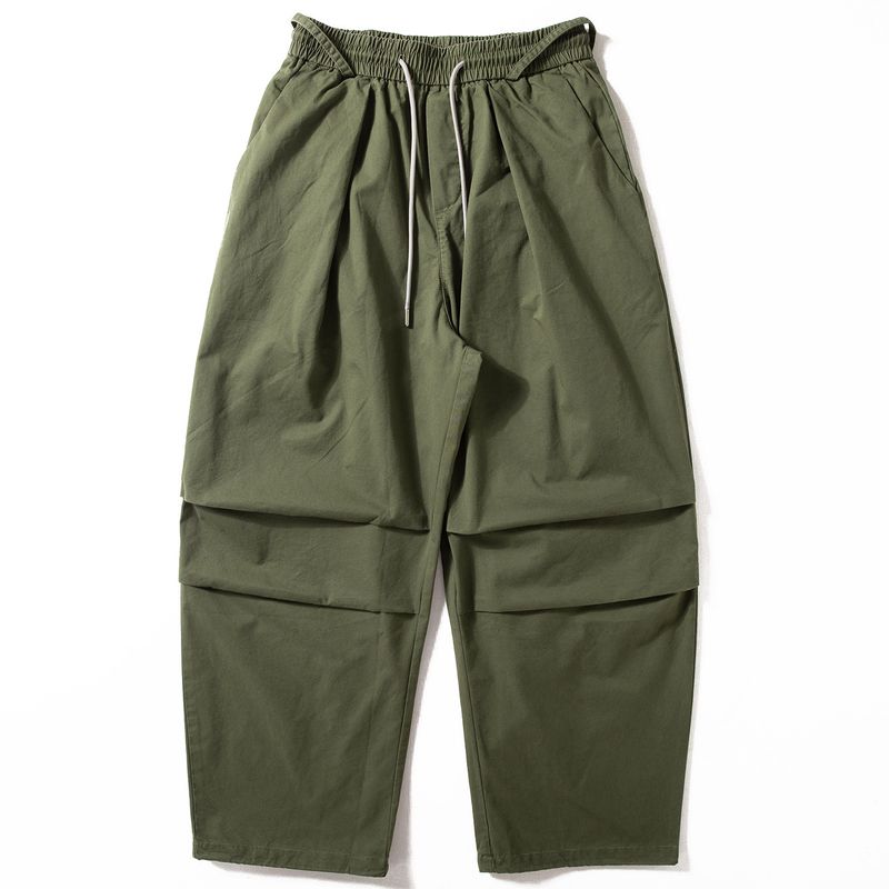 Men s Wide-Leg Pants 2025 Autumn New American vintage Pleated Umbrella Pants Fashion Brand Design Loose Casual Trousers Military Green S