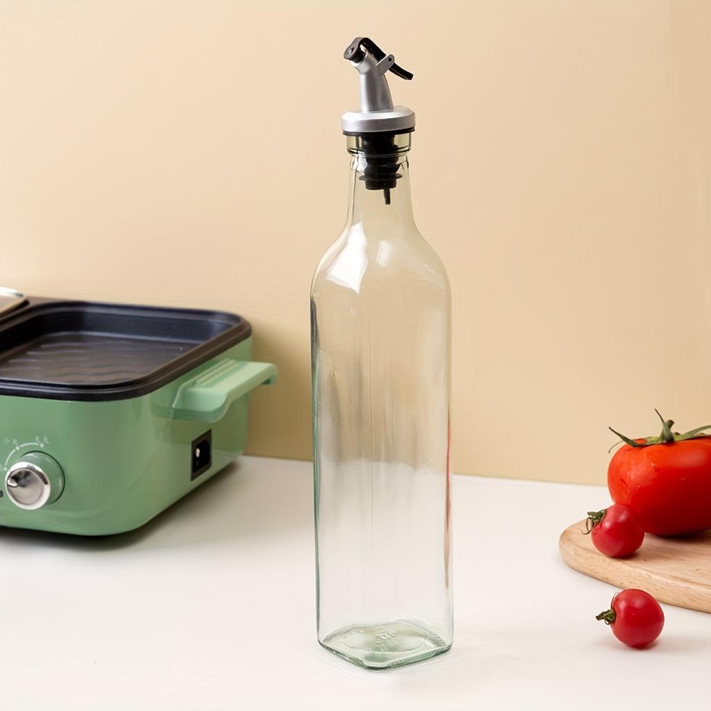 2pcs 250ML Transparent Glass Olive Oil Bottle Leakproof Kitchen Seasoning Soy Sauce Vinegar Press Type Cruet Barbecue Bottle