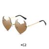 Novel Rimless Devil Ear Heart Shape Sunglasses for Women Men Trendy Creative Party Halloween Cosplay Glasses UV Protection