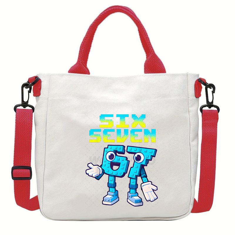 Steal a Brainrot 67 Printed Student Crossbody Bag Casual Canvas Shoulder Bags