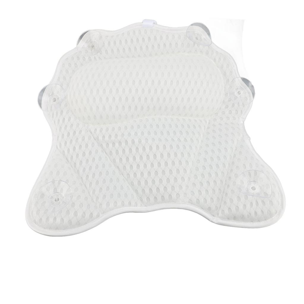 4D Mesh Badewannenkissen mit 6 Saugnäpfen Aufhängehaken Rutschfeste Rücken- und Nackenstütze Spa-Kissen für