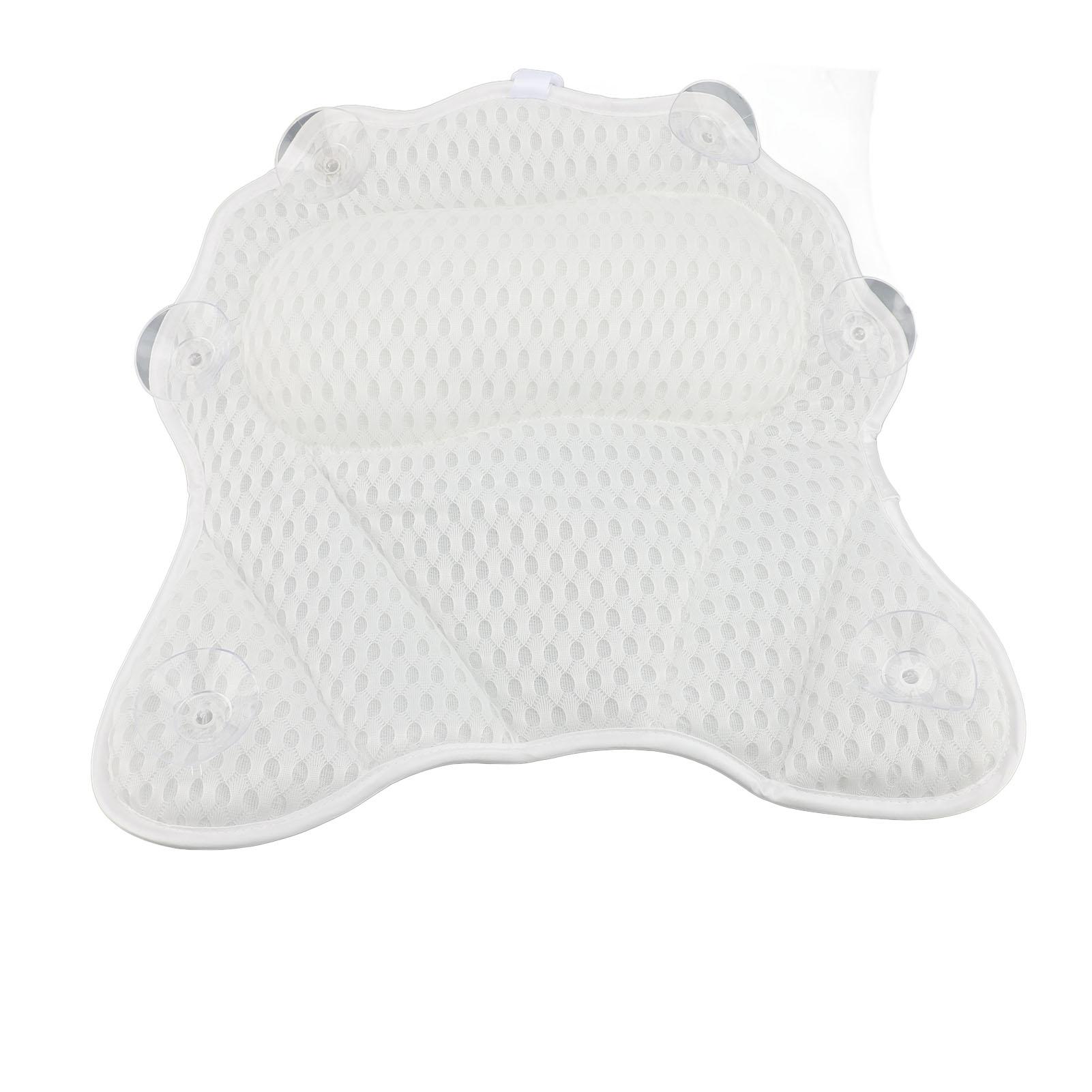 

4D Сетчатая подушка для ванны с 6 присосками, крючок для подвешивания, противоскользящая, поддержка спины и шеи, подушка для спа для White