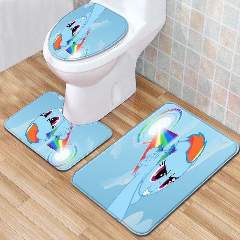 Animation Bathroom Floor Mat Three-Piece Bathroom Carpet Toilet Mat Set Door Mat Bathroom Non-Slip Mat