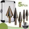 5Pcs 50 Sizes Multiple Hole Drill Cobalt Titanium Cone Drill Durable Step Drill Set  Hole Opening