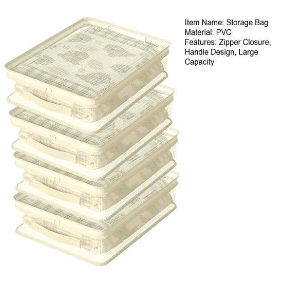 Clear Storage Bag with Carry Handle Zipper Closure PVC Mesh Fabric Dust Moisture Resistant Closet Organizer Home Organization Bag
