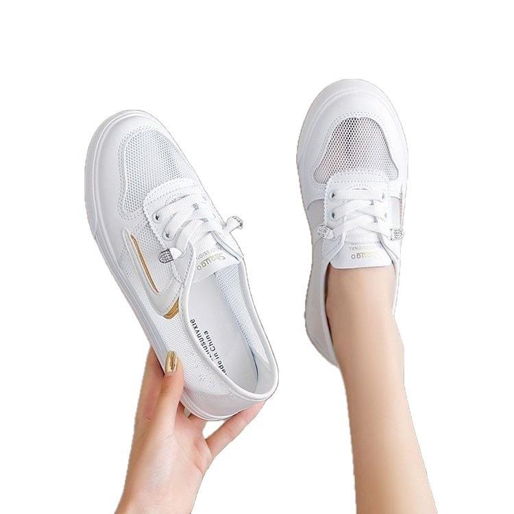 Single net flat-soled women's shoes 2025 new breathable ins versatile mesh surface summer ultra-light and thin board shoes white shoes trendy shoes