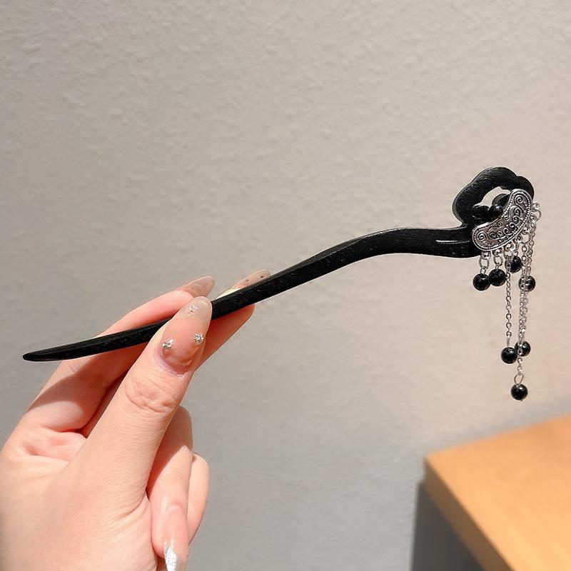 Ancient Chinese-Style Hanfu Hair Accessories: Elegant Updo Hairpins with Tassels for Women