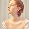 Tassel Flower Earrings Long Colorful Zircon Elegant Prosperous Tassel Earrings Women's Heavy Industry Earrings