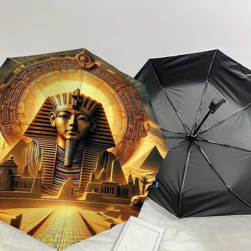 1PC Egyptian Sphinx Umbrella-8-Rib Reinforced Portable Folding Travel Suitable for All Seasons Outdoor Daily Use-H0363