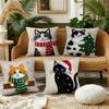 Christmas Cute Cat Cushion Cover Plush Fabric Soft Double Sided Print Sofa Cushion Cover Throw Pillow Covers