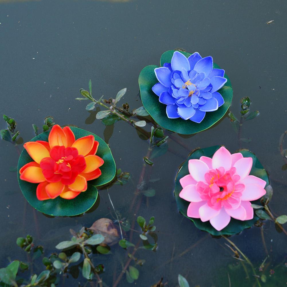 Lotus Artificial Flower Floating Fake Lotus Plant Lifelike Water Lily Micro Landscape Pond Garden Decor Fish Tank Fake Flower