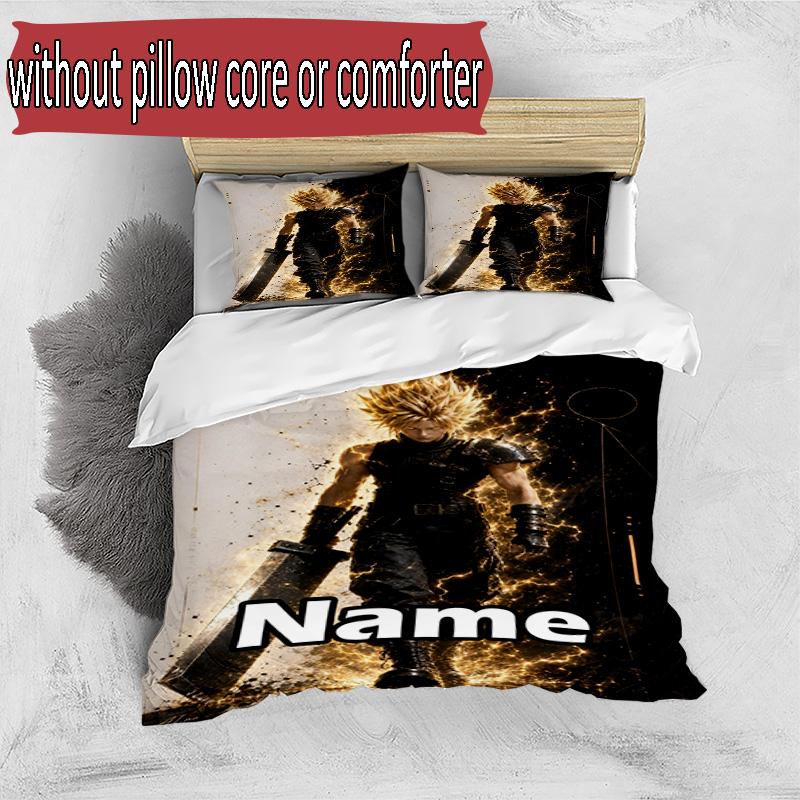 3pcs Duvet Cover Set (1*Duvet Cover + 2*Pillowcase, Without Core), Custom Name Final Fantasy Pattern Bedding Set, Home Bedroom Decor Gift