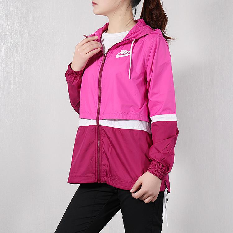 Nike Color Block Hooded Sports Jacket Women jackets Purple Red CZ1918-623