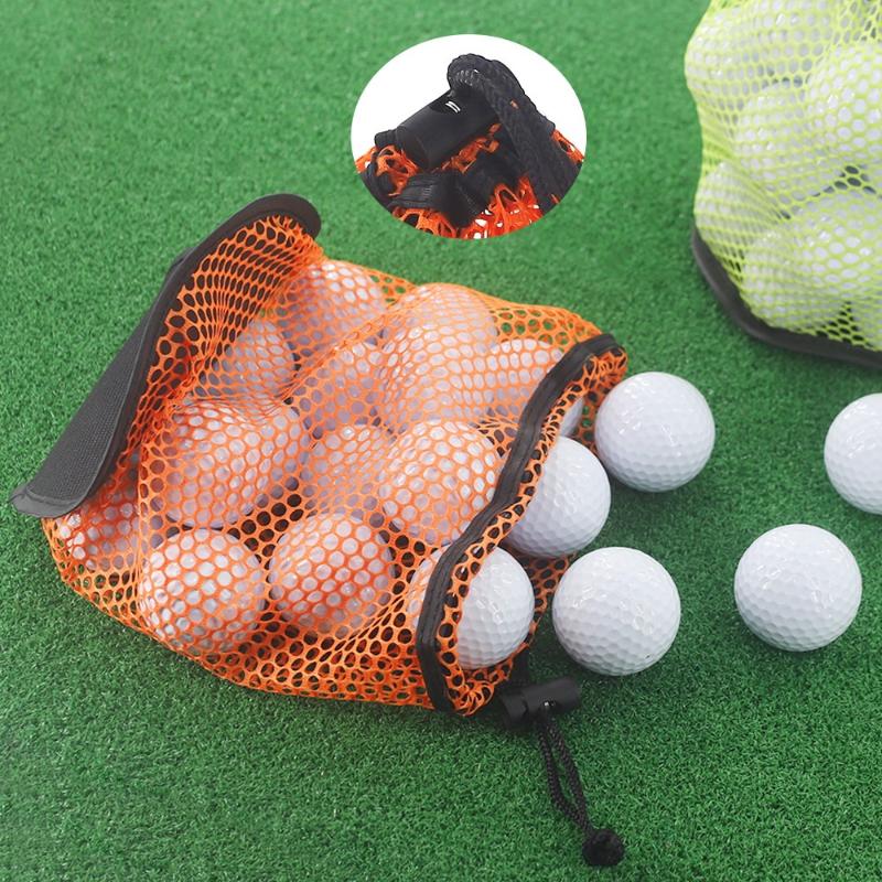 Golf Ball Holding Pouch Durable Drawstring Mesh Net Bag Hold 12/25/50 Balls Portable for Golf Training Competition Travel