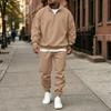 Men's Casual Loose Fit Lined Stand Collar Sweatshirt Set for Fall and Winter