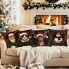4 Pcs Retro Christmas Decorations Single-Sided Printed Pillowcase Cushion Cover,Suitable For Living Room,Bedroom,Car Decoration