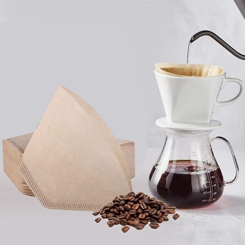 4-Kegel-Kaffeefilter, ungebleichtes Naturpapier, kein Ausblasen, Einwegfilter für Pour-Over- und Filterkaffeemaschinen, 200 Stück