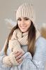Gizma Fluffy Hat and Scarf Set Beige