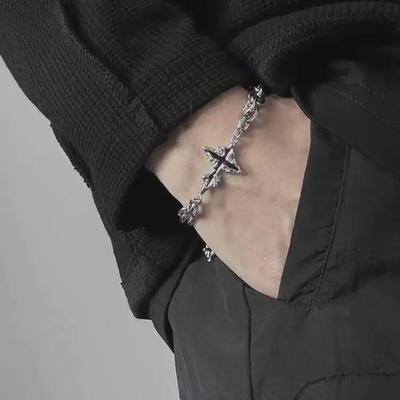 Všestranný Hip-Hop Tmavý Kříž Náramek Náhrdelník: Unisex niche design z vysoce kvalitní americké nerezové oceli