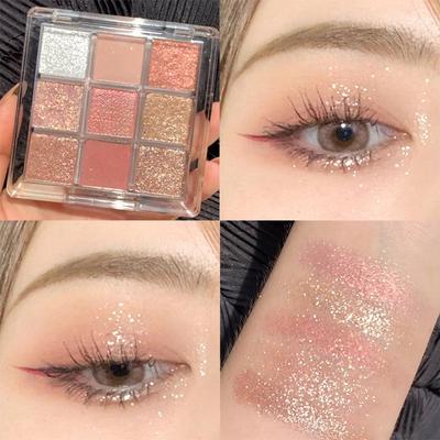 Nine Color Eyeshadow Glitter Pearlescent Waterproof Natural Highlight Brightening Sleeper Silkworm Contouring Eyeshadow Tray Lasting Setting Makeup