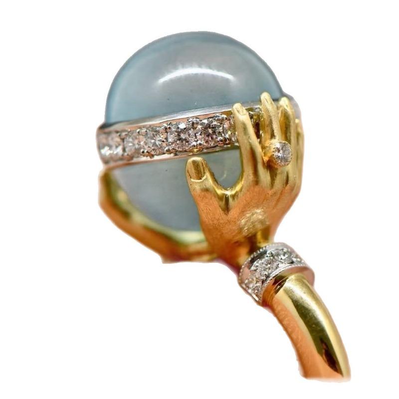 Neuer Goldener Mittelalterring, Handauflage Leuchtender Stein Schmuck für Frauen.