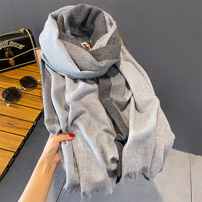 New Autumn and Winter Wool Scarf for Women Strip Simple Warm Thickened Scarf Fashion Simple Shawl for Women