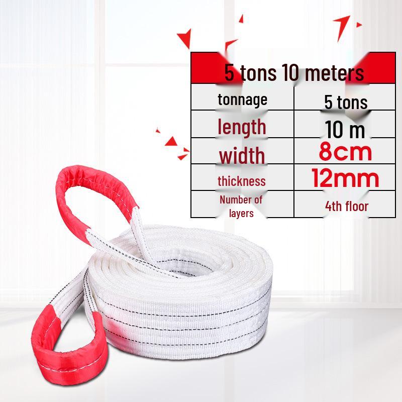 National Standard White Double Eye Lifting Sling, Hoist Crane Sling, 5/3/2 Ton Tow Strap
