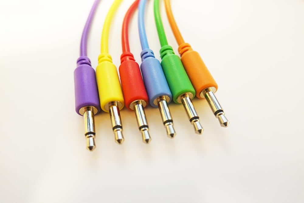 Set de cables de patch para sintetizador modular [LAMBDA] (rojo, amarillo, naranja, azul, verde, morado) (45cm)