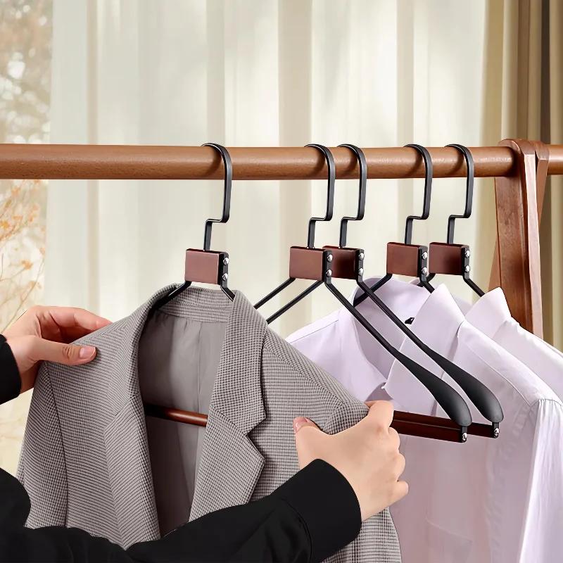 Wooden Coat Pants Hanger Luxury Durable Metal Wood Suit Hanger with 360° Swivel Hook Household Wardrobe Clothes Organizer