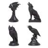 Gothic Style Night Elf Candlestick Ornament Bat Wolf Crow Owl Shape Resin Fireplace Candle Accent Hotel Room Decor