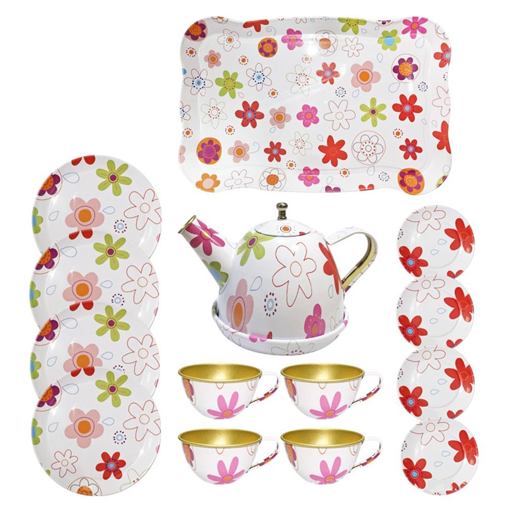 Role Play Simulation Tea Set Metal Material Early Education Teapot Kitchen Exquisite Tableware Afternoon Tea Pretend Play