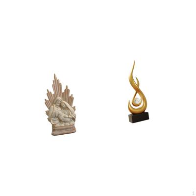 Sacred Family Flame Resin Sculpture Classic Christian Catholic Figurine Abstract Ornament for Office