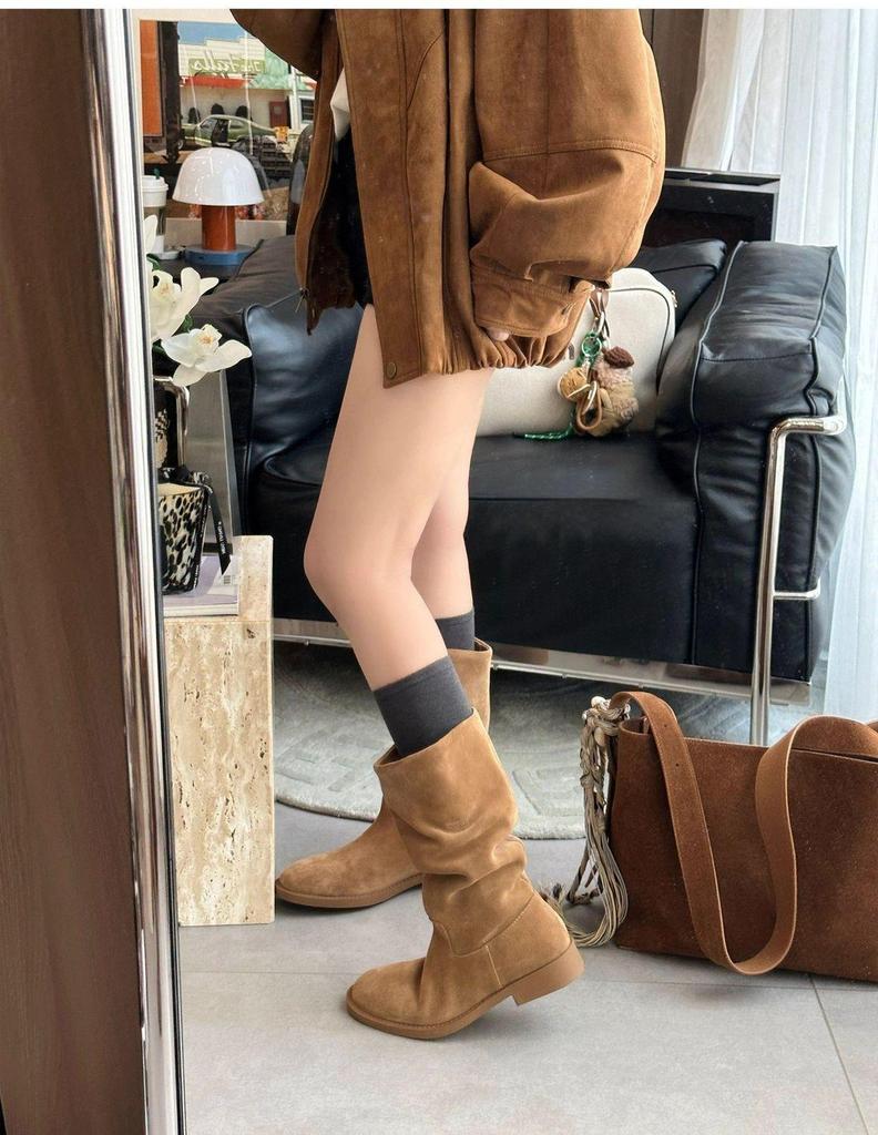 Damen Retro Matte Höhenverstärkende Mid-Calf Stiefel - 2025 Atmungsaktive Lässige Mode