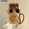 KEYSION Cute 3D Cartoon Plush Case for OPPO A9 2020 with Lanyard Soft Silicone Shockproof Phone Cover for OPPO A5 A9 2020