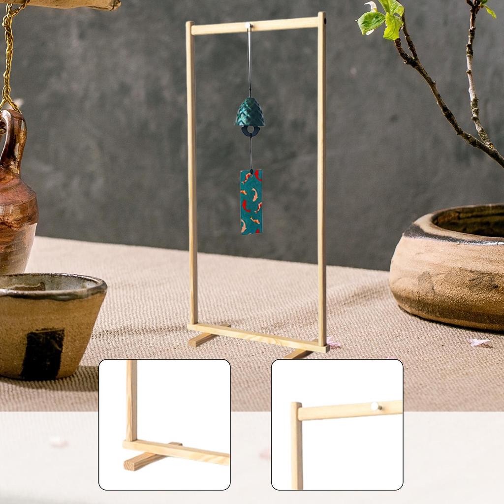 Wind Chime Stand Gong Stand Wooden Stable Decorative Multipurpose Chime Hanger Hanging Rack for Countertop Meditation Desktop